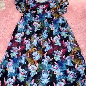 Girls Cartoon Character Tee Dress in Blue and Pink